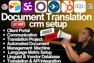setup document translation CRM via odoo smartcat airtable xtrf hubspot or zoho