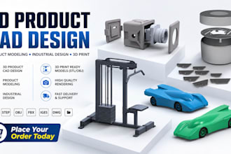 do 3d product cad design, product modeling, 3d product print, industrial design