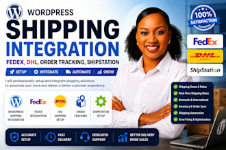 setup wordpress shipping integration, fedex, dhl, order tracking, shipstation