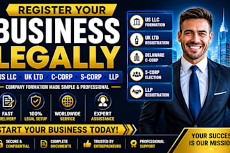 register us llc, UK ltd, delaware c corp, llp and s corp company