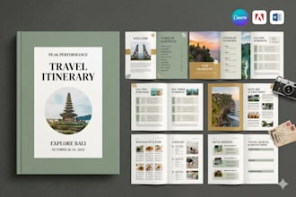 design travel journal, itinerary planner, adventure workbook and travel freebies