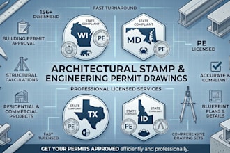 architectural stamp engineering permit drawing in wisconsin maryland texas idaho