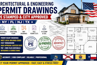 licensed architect engineering stamp permit drawing for ny fl nj tx pe stamp