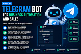 develop a custom telegram bot for business automation and sales