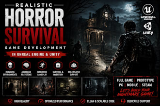 develop realistic horror survival game in unreal engine or unity