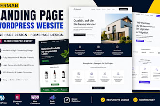 design german landing page wordpress website, one page design, homepage design