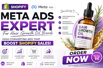 run shopify meta ads for hair growth oil and beauty brands