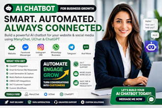 build ai chatbot for social media business website using manychat uchat chatgpt