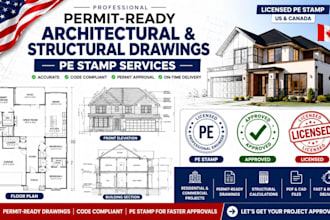 provide architectural and structural drawings with pe stamping for permits