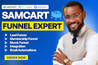 do systeme io sales funnel, samcart landing page, kajabi, leadpages, samcart