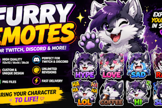 draw expressive art twitch emotes animated emotes mascot furry fursona