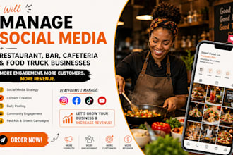 manage social media for restaurant bar cafeteria food truck to increase revenue