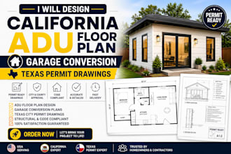 design california adu floor plan garage conversion texas adu plan permit drawing