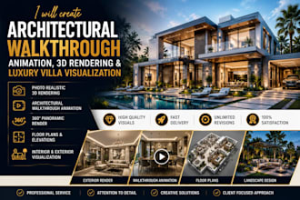 create architectural walkthrough animation, 3d rendering and luxury villa design