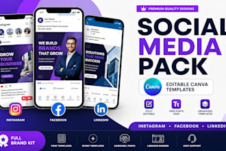create a complete canva social media pack for instagram, facebook, and linkedin