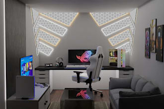 design 3d gaming room and streaming backgrounds