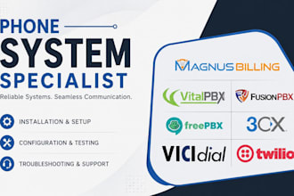 setup 3cx, freepbx, asterisk, vicidial and sip trunking voip systems