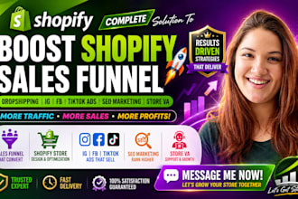 boost shopify sales funnel dropshipping fb ig tiktok ads seo marketing store va