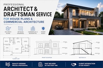 provide architect and draftsman service for house plans and commercial architect