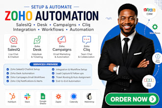 setup zoho salesiq chatbot desk campaigns cliq automation integration workflows