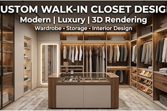 design a cabinet, wardrobe, dressing room floor layout and joinery