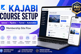 setup kajabi website course upload pipeline sales funnei automation membership