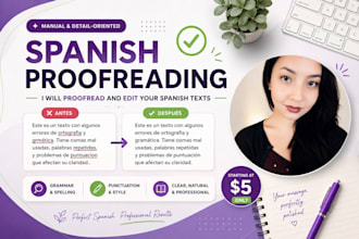 proofread and edit spanish texts manually