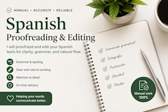 proofread and edit spanish texts manually