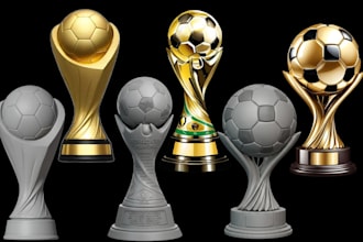 convert 2d to 3d trophy model awards medal gifts ready for 3d game  3d print