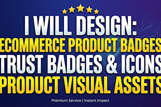 ecommerce product badges, trust badges, icons and product visual assets