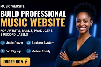 design professional music website for artist, bands producers dj record labels