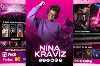 design and redesign epk, dj press kit, music press kit, artist press kit, flyers