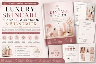 create luxury skincare planner beauty workbook and brandbook