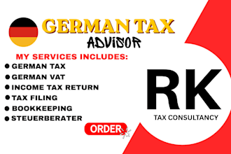 handle german tax, german vat, bookkeeping, income tax return, steuerberater