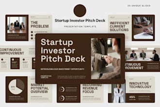 do startup pitch deck design, investor presentation, powerpoint, canva expert