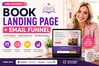 setup email marketing author book launch, book landing page and funnel or payhip