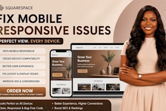fix squarespace mobile responsive issues, redesign or design squarespace website