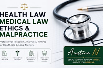 research, analyze and write health law, medical law, ethics and malpractice