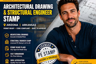 do architectural drawing, structural engineer stamp in arizona and arkansas