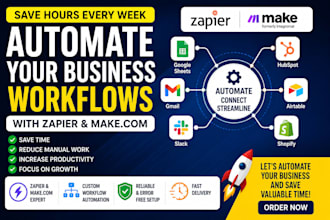 create zapier automation, make com workflows and app integrations