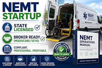 set up your nemt business, draft business plans, policies, and get license