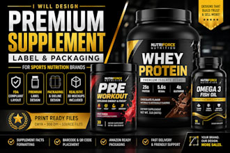 design premium supplement label and packaging for sports nutrition brands