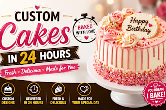 bake delicious custom cakes in 24 hours for birthdays and events