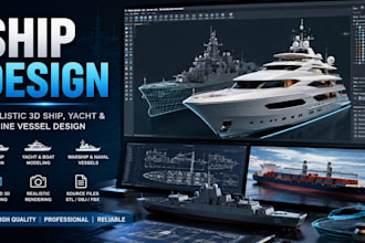 design realistic 3d ship, yacht, warship, and marine vessel models