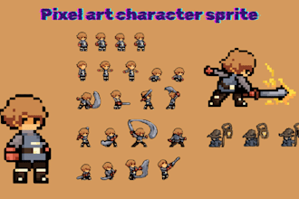 create pixel art sprite sheet animation, top down character sprites