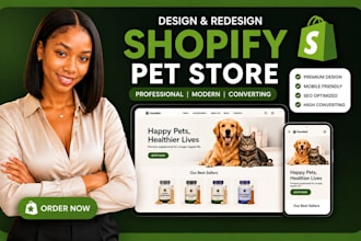 shopify pet store design, redesign shopify pet food and pet accessories website