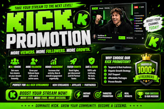do organic kick channel promotion to boost kick live viewers and followers