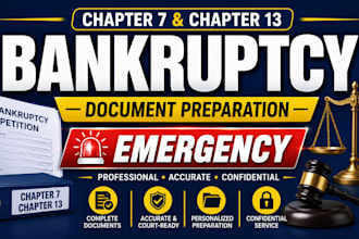 prepare chapter 7 and 13 bankruptcy documents