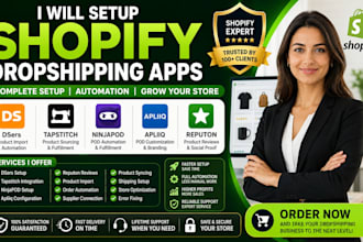 setup shopify dropshipping tapstitch dsers reputon ninjapod apliia apps