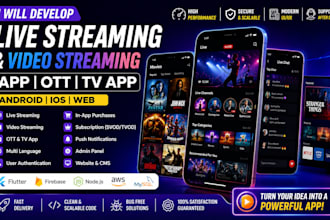 develop live streaming app video streaming app streaming website ott app ios